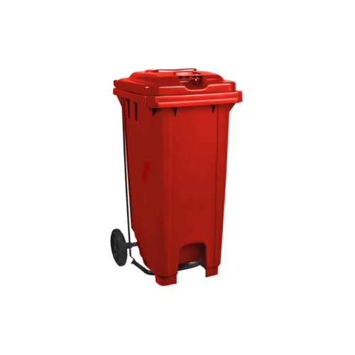 Plastic Pedal Wheelie Bin Red - 240L